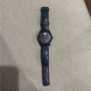 Stylish Blue Movado Leather Strap Watch